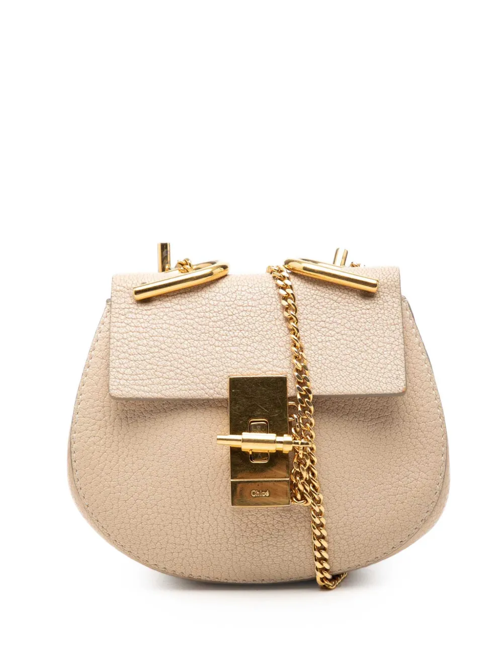 Chloé Pre-Owned 2002-2026 Nano Drew Umhängetasche aus gekörntem Lammleder - Braun