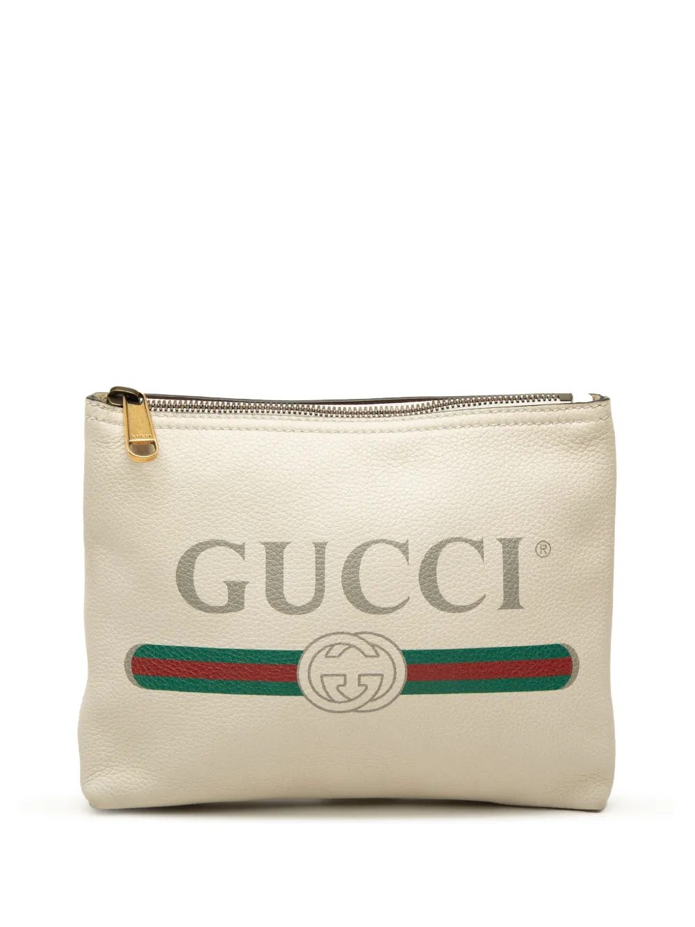 Gucci Pre-Owned 2016-2026 pochette en cuir à logo Gucci - Blanc Gucci Pre-Owned 2016-2026 pochette en cuir à logo Gucci - Blanc