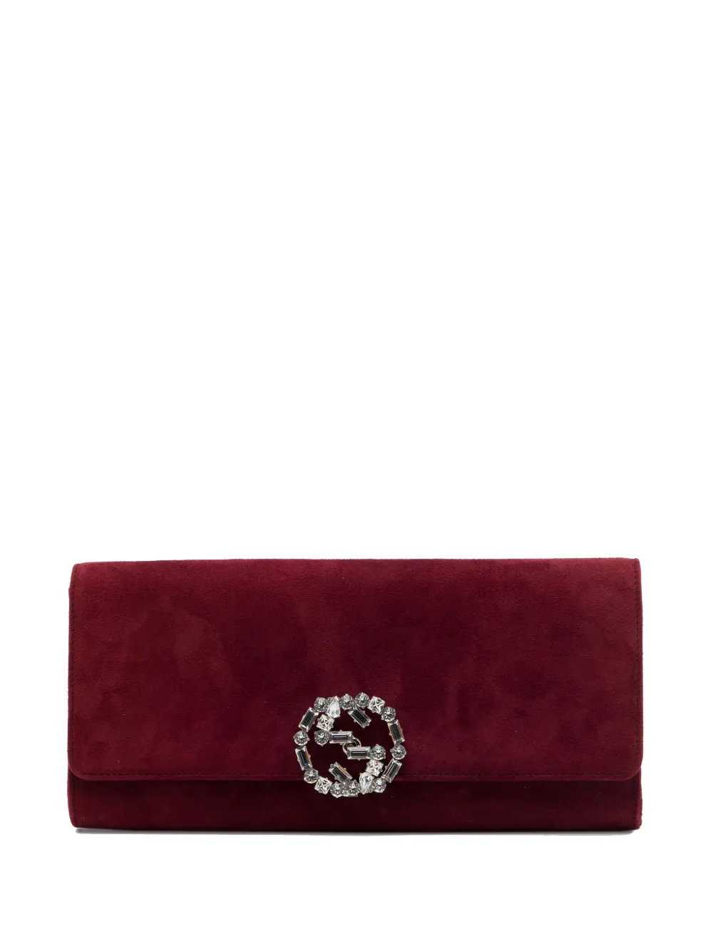 Gucci Pre-Owned 2016-2026 pochette Broadway en daim à ornements en cristal - Rouge