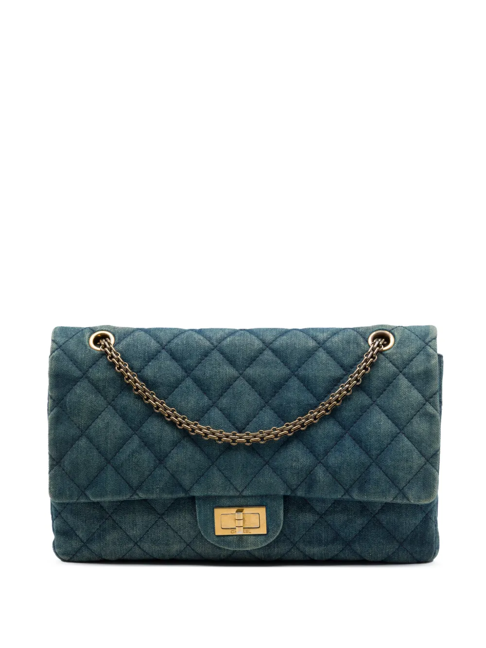 CHANEL Pre-Owned 2012 Quilted Denim Reissue 2.55 Double Flap 227 shoulder bag - Blu