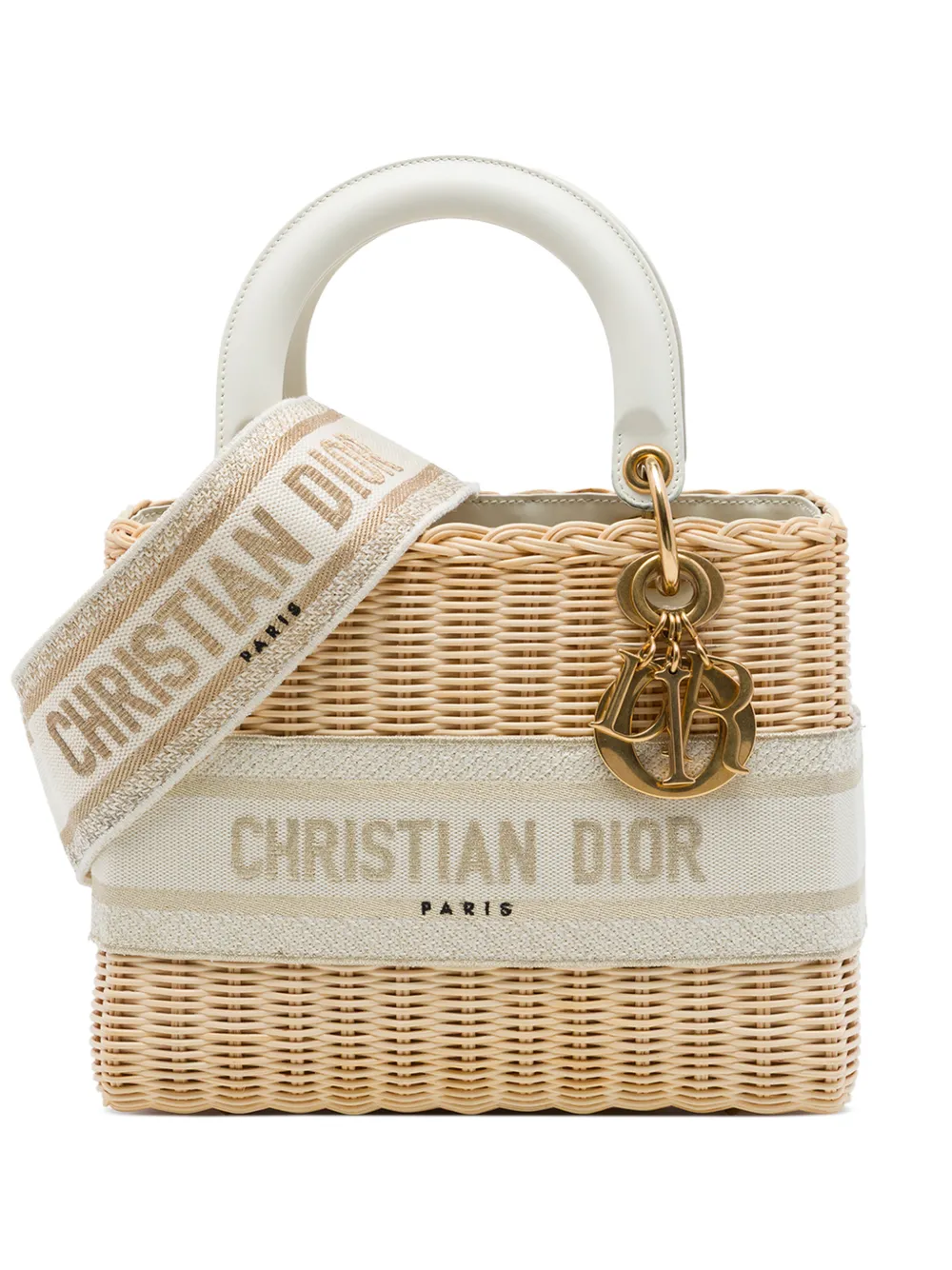 Christian Dior Pre-Owned 2021 mittelgroße Oblique Wicker Lady Dior Satchel-Tasche - Nude
