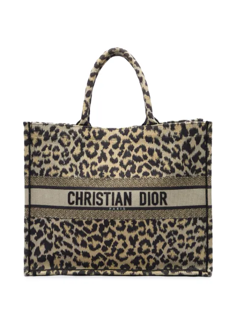 Christian Dior Pre-Owned 2021 Mizza Large Embroidered Canvas Leopard Book tote bag