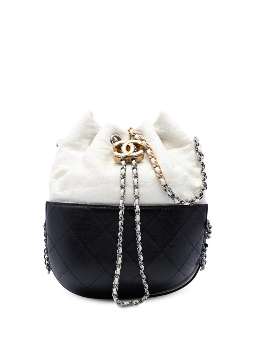 CHANEL Pre-Owned 2018 Small Bicolor Quilted Calfskin Gabrielle bucket bag - Black