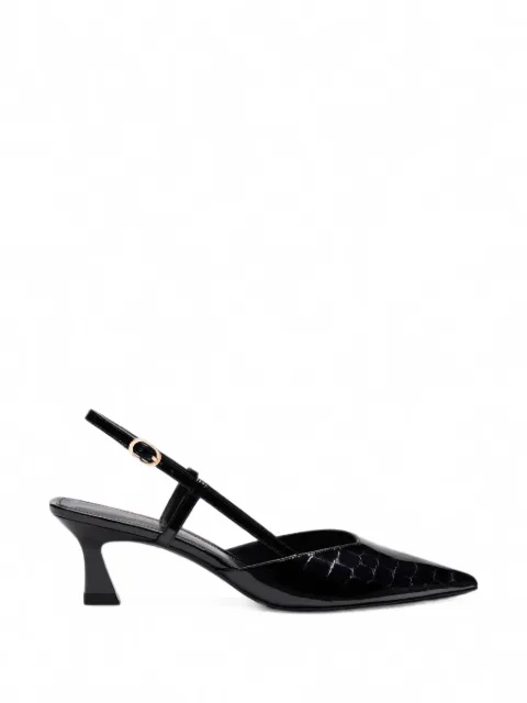 Stuart Weitzman Vinnie crocodile-embossed leather pumps