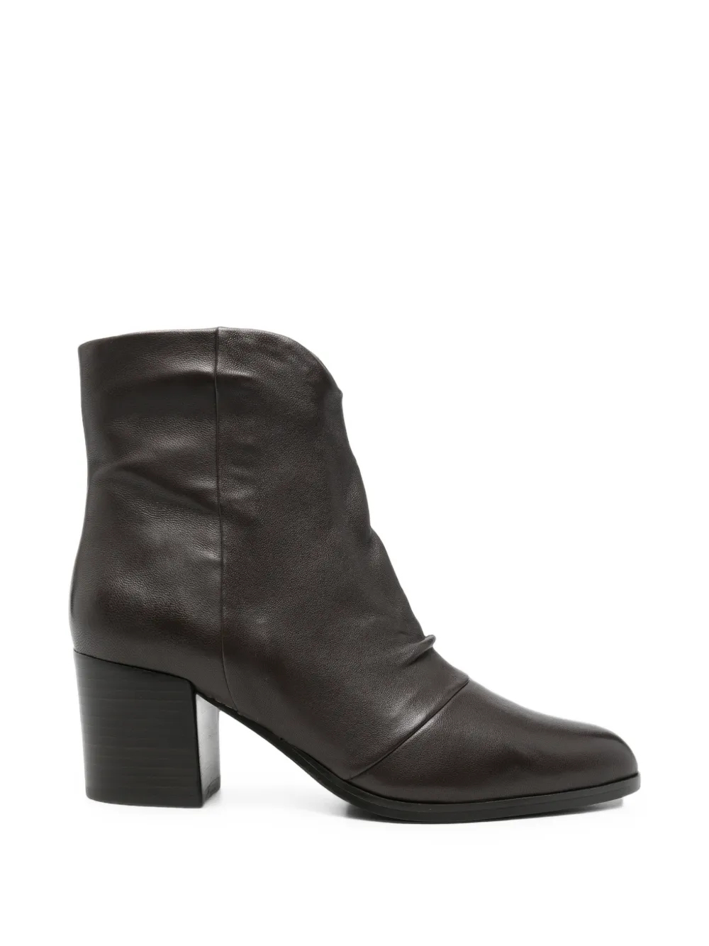 Bruno Premi Ruched Leather Ankle Boots In Brown