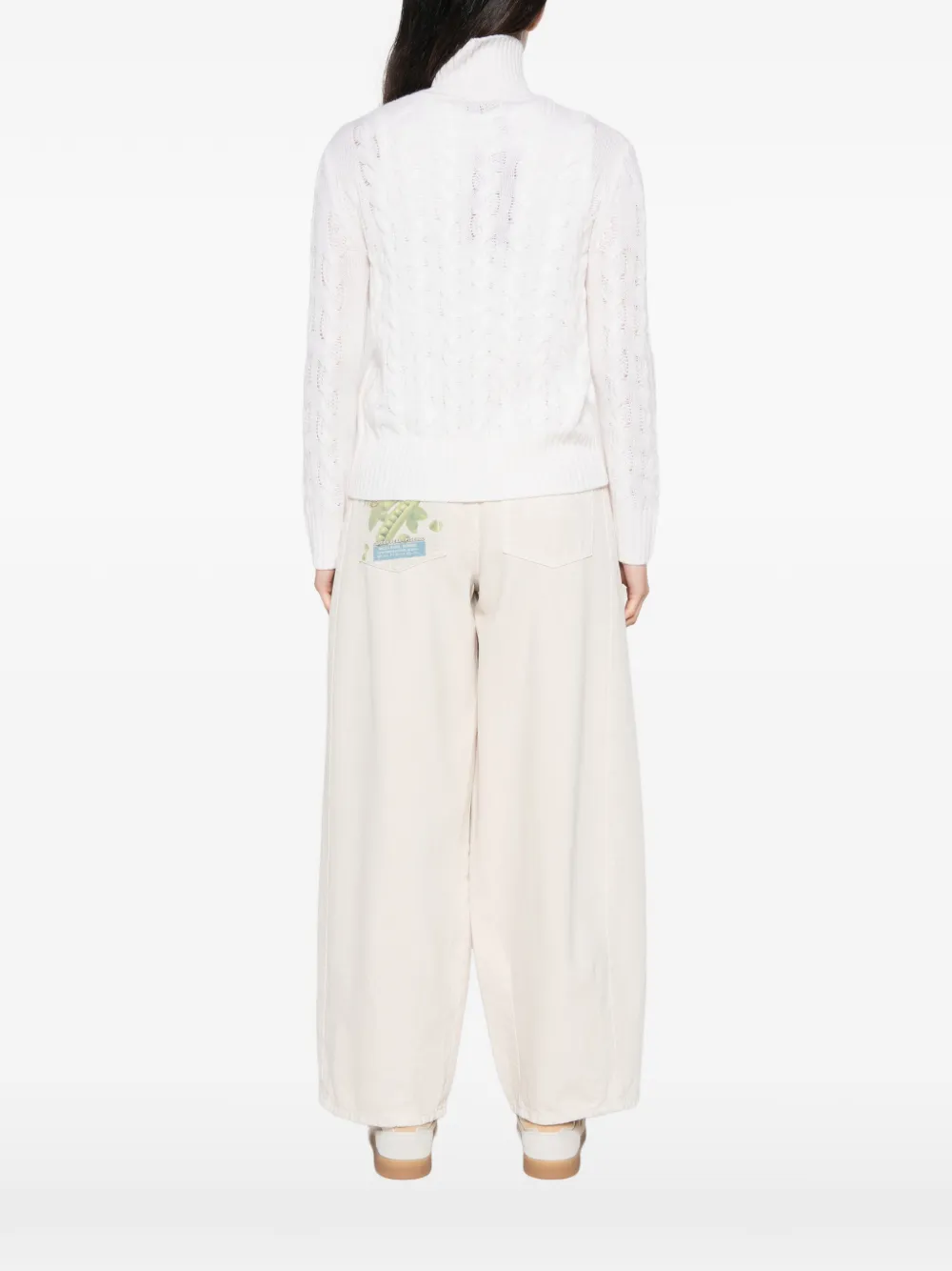 Max Mara cable-knit quarter-zip sweater Wit