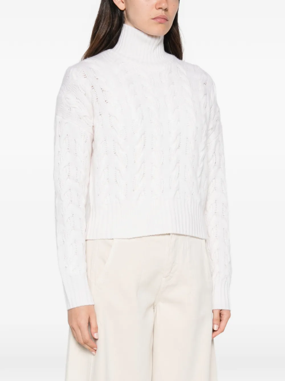 Max Mara comfortable wool and cashmere sweater beige Wit