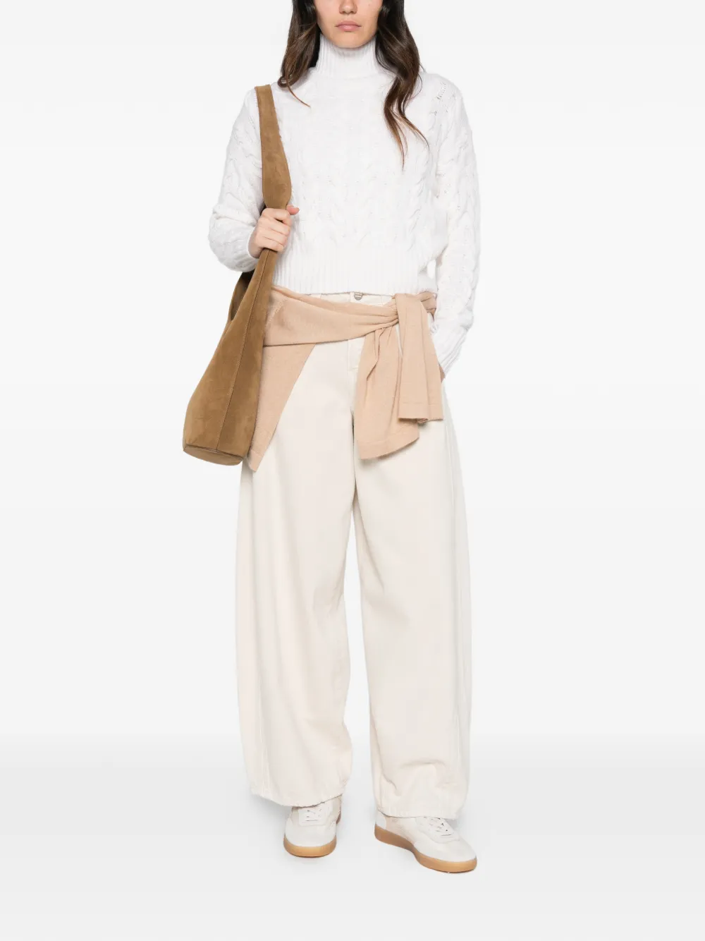 Max Mara comfortable wool and cashmere sweater beige Wit