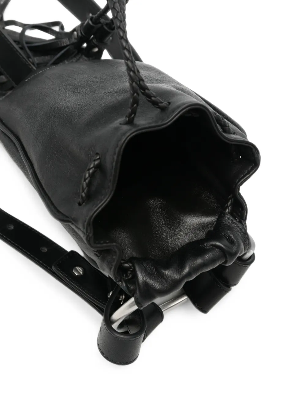 Ann Demeulemeester Kenan fringe-trimmed leather bucket bag Zwart