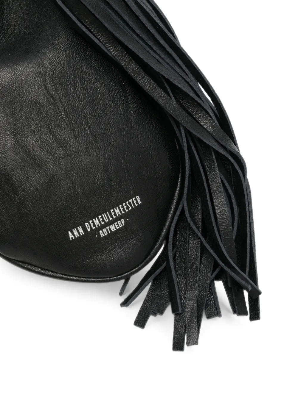 Ann Demeulemeester Kenan fringe-trimmed leather bucket bag Zwart