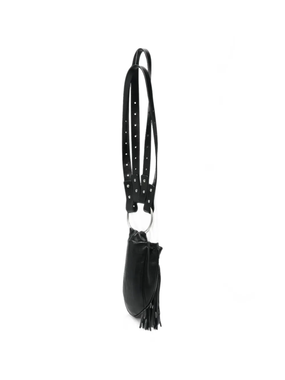 Ann Demeulemeester Kenan fringe-trimmed leather bucket bag Zwart