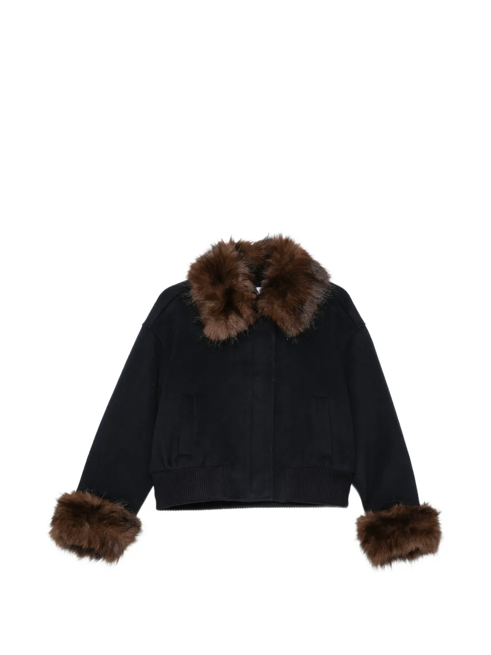 Self-Portrait faux-fur trim bomber jacket - women - Wool/Polyester/Viscose/Viscose/Polyester/Polyamide/Elastane/Cupro/Polyester/Polyester/Artific...