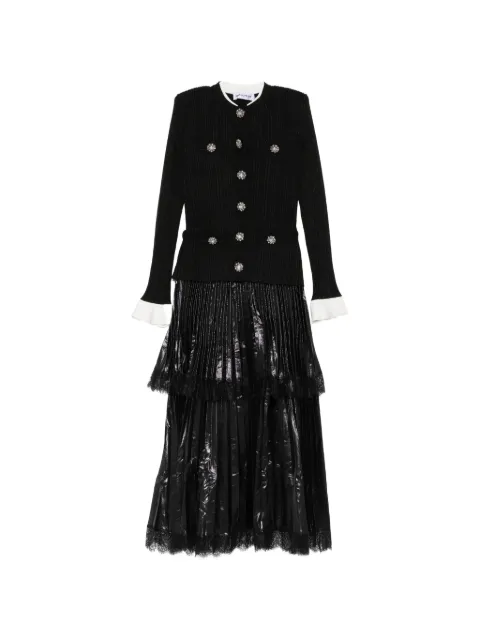 Self-Portrait crystal-embellished pleated midi dress