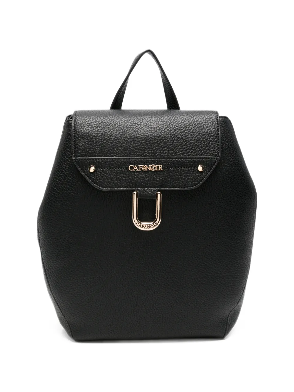 CAFèNOIR logo-plaque pebbled-effect backpack - Schwarz