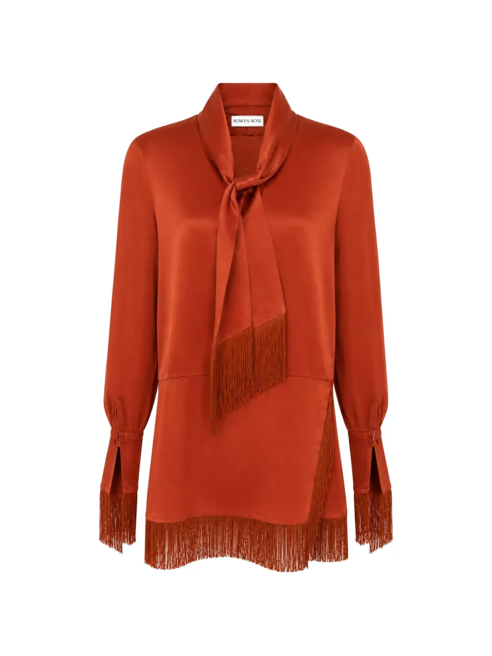 Rowen Rose fringed scarf-detail mini dress