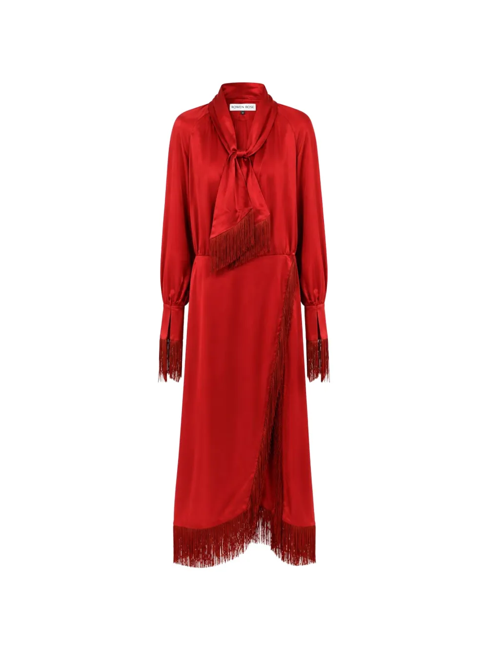 Rowen Rose fringed scarf-detail midi dress