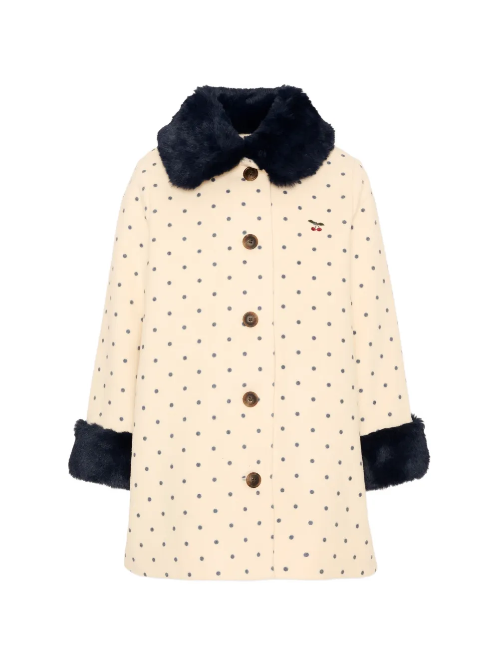 Konges Sløjd polka-dot faux-fur trim coat - Toni neutri