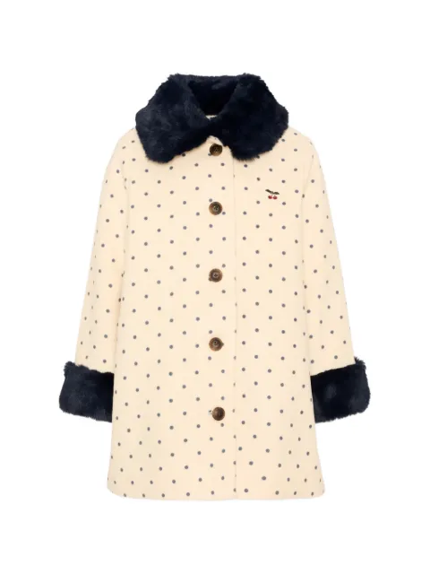 Konges Sløjd polka-dot faux-fur trim coat