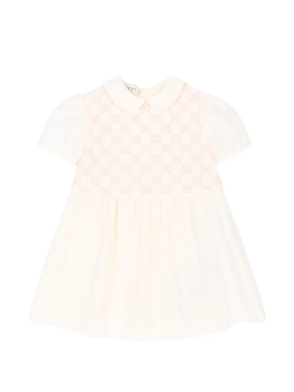 Gucci Kids GG Supreme embroidered Peter Pan collar dress Beige
