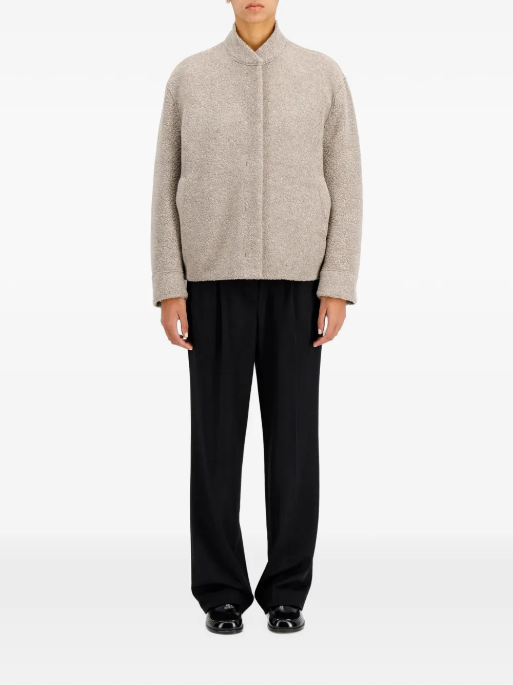 Harris Wharf London bouclé wool bomber jacket Beige