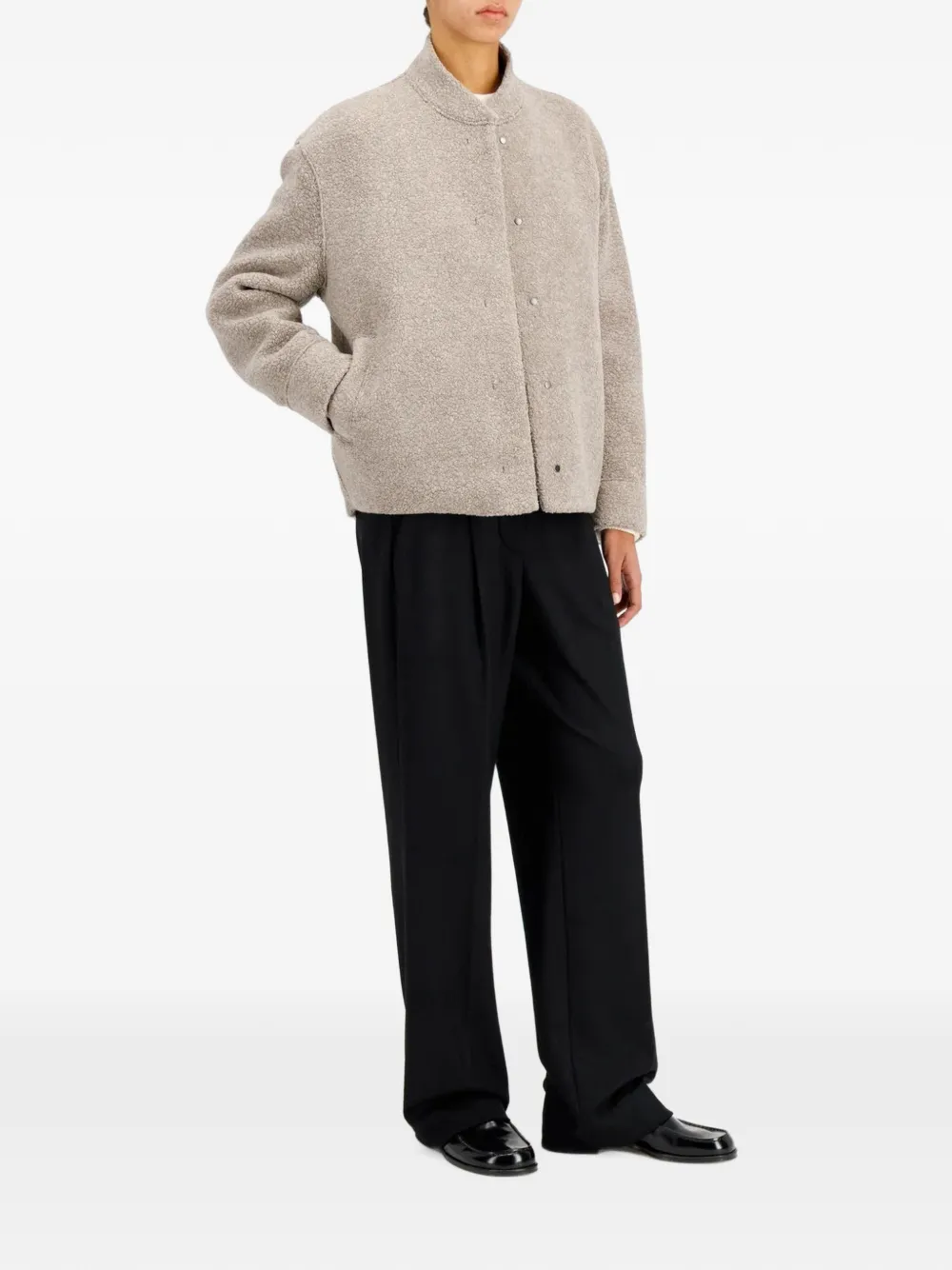 Harris Wharf London bouclé wool bomber jacket Beige
