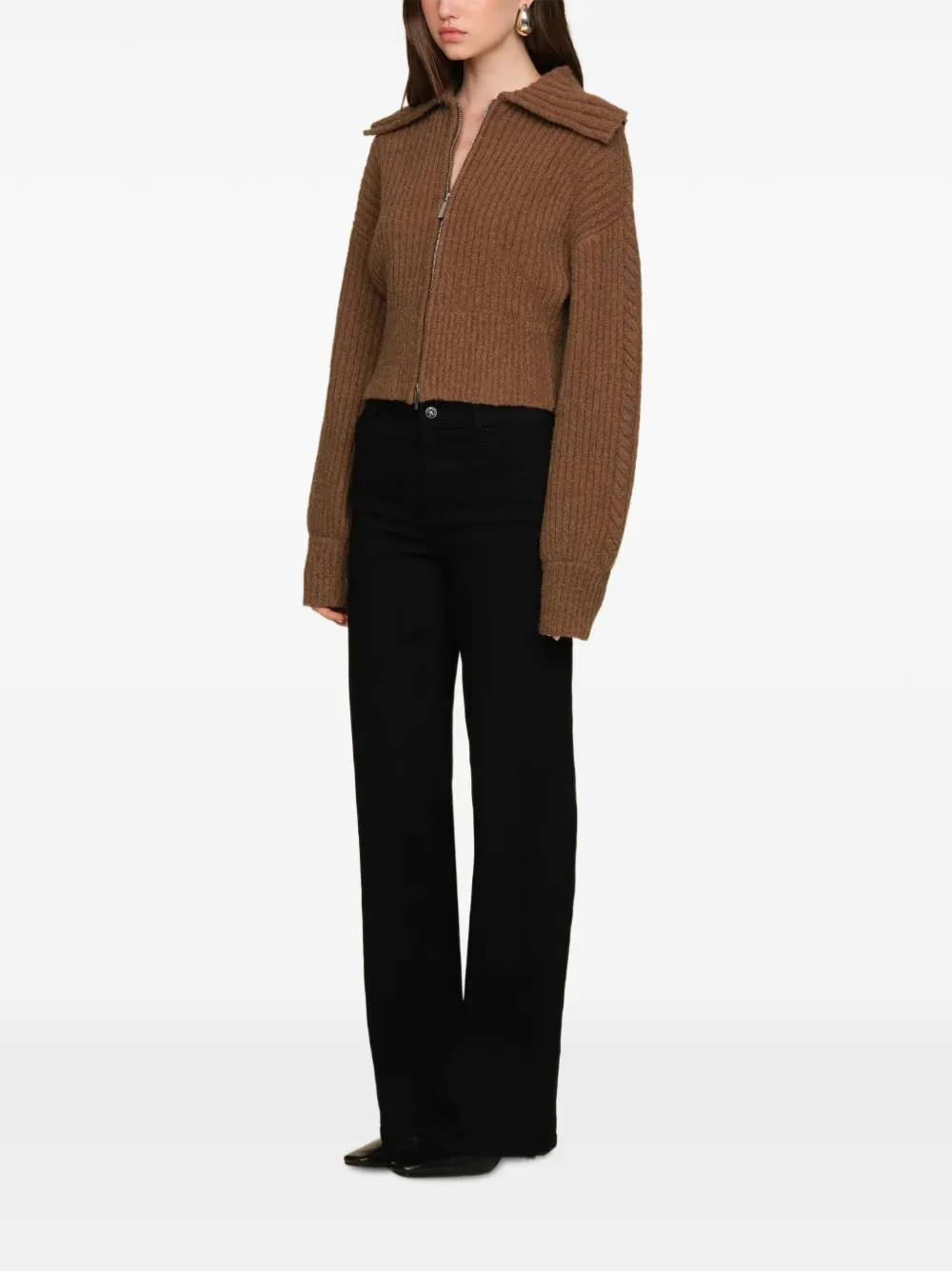 Amur Emery Cable-knit Sweater in Brown, view 2