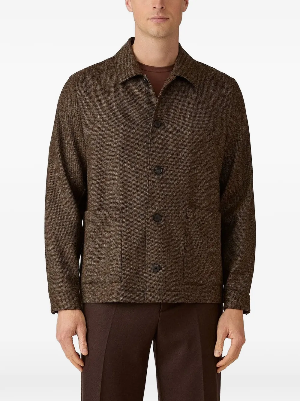 Sunspel wool twill chore jacket Groen