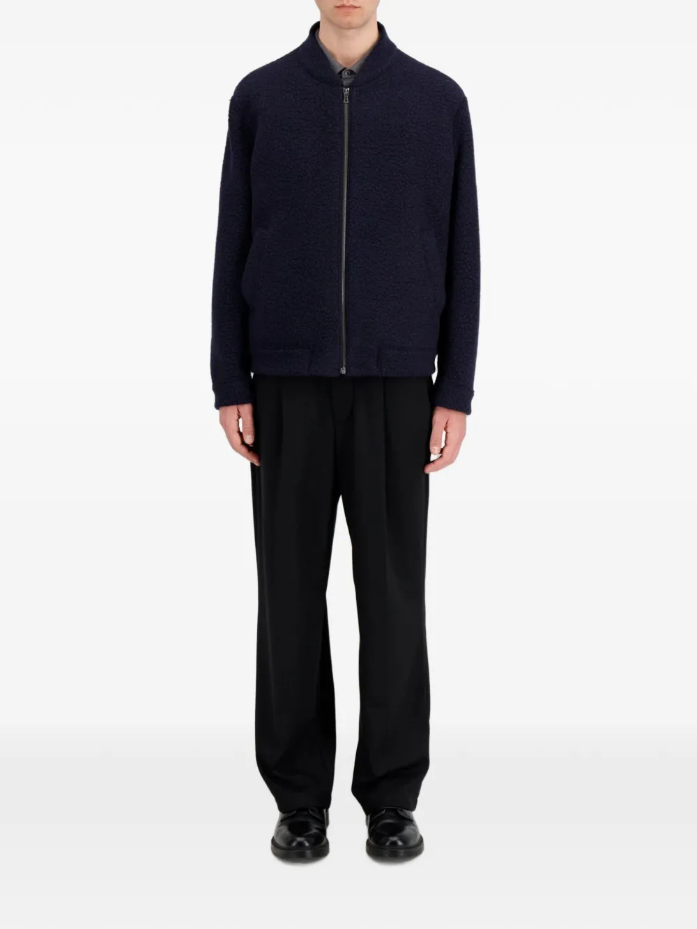 Harris Wharf London bouclé-knit bomber jacket Blauw