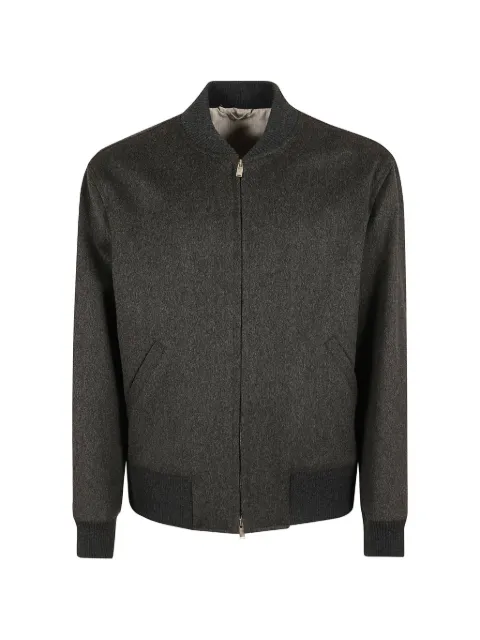 Lardini ribbed-trim zip-up bomber jacket