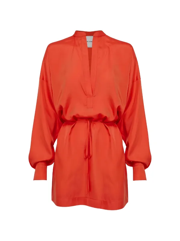 Bondi Born Mini Tunic Silk Dress in Orange