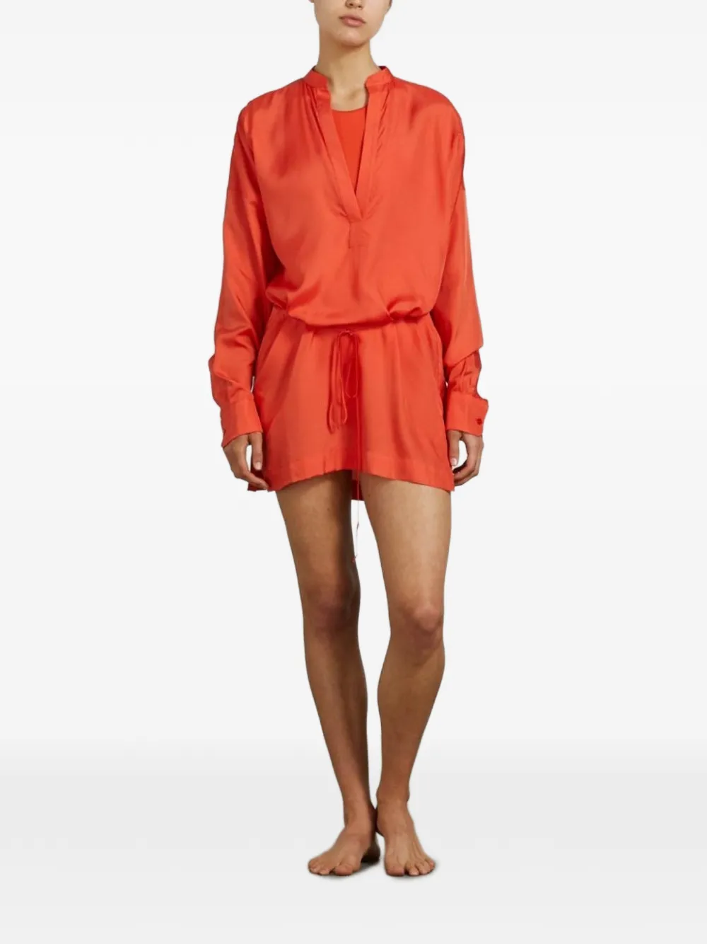 BONDI BORN Mini Tunic Silk Dress in Orange, view 2
