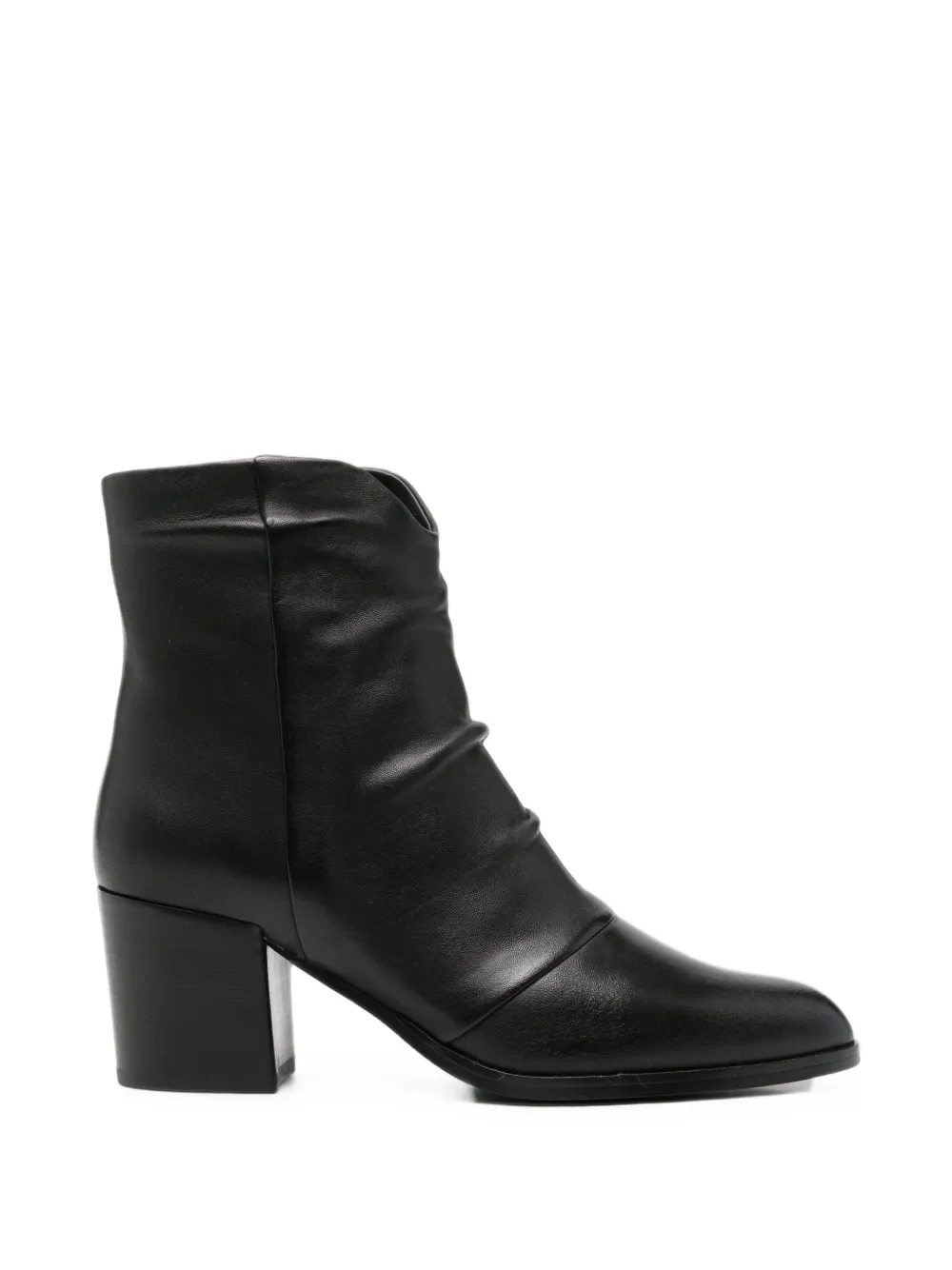 Bruno Premi Ruched-leather Ankle Boots In Black