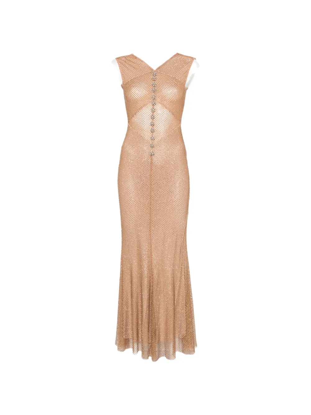 Self-Portrait crystal-embellished mesh maxi dress
