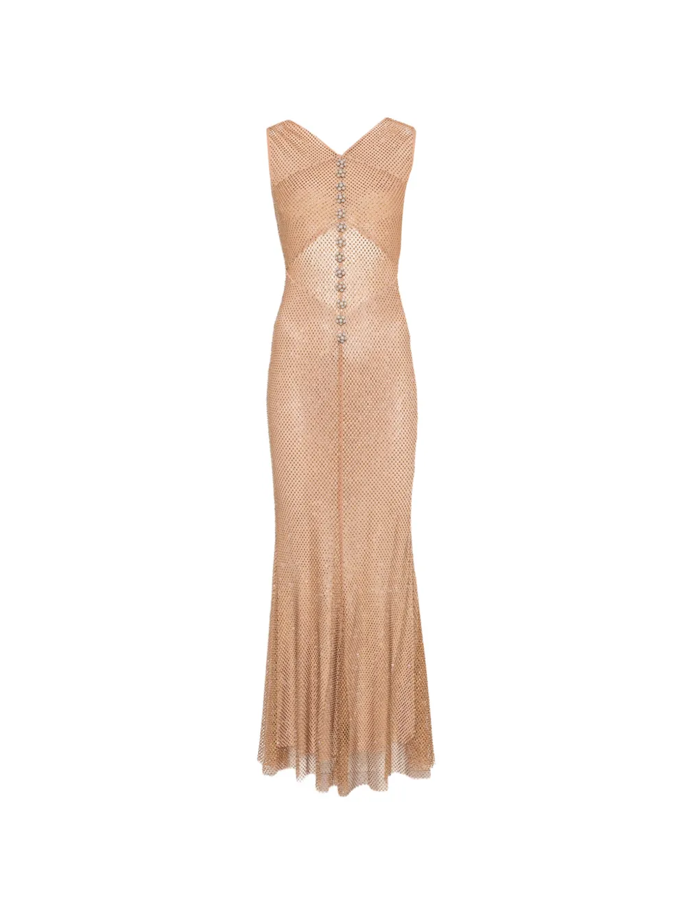 Self-Portrait crystal-embellished mesh maxi dress