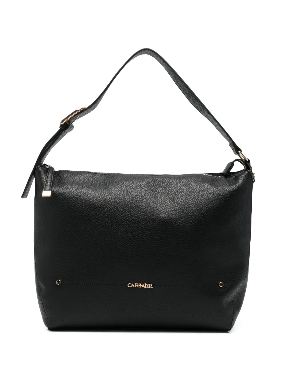 CAFèNOIR logo-plaque pebbled shoulder bag - Nero