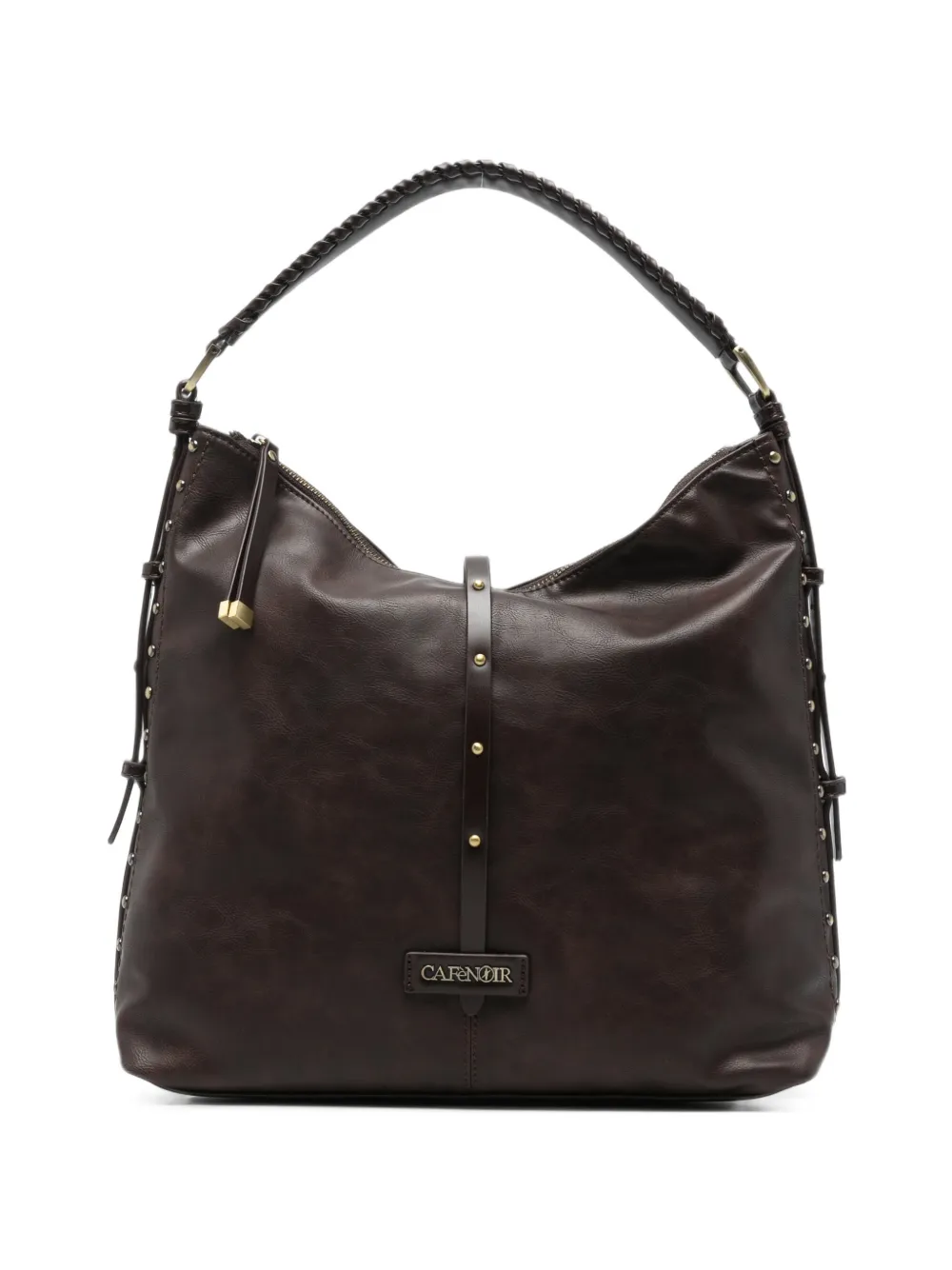 CAFèNOIR stud-embellished braided-handle tote bag - Braun