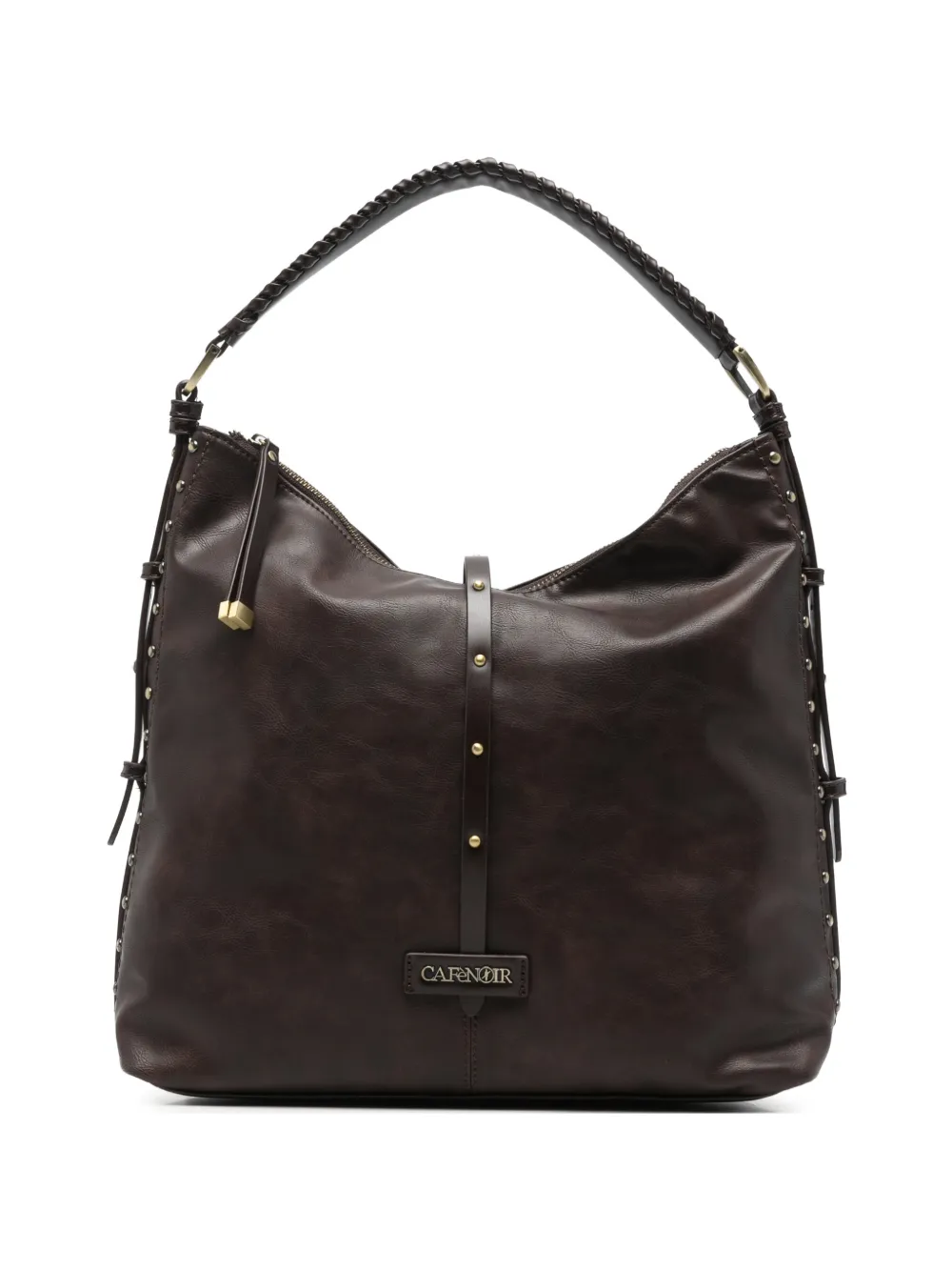 CAFèNOIR stud-embellished braided-handle tote bag - Braun