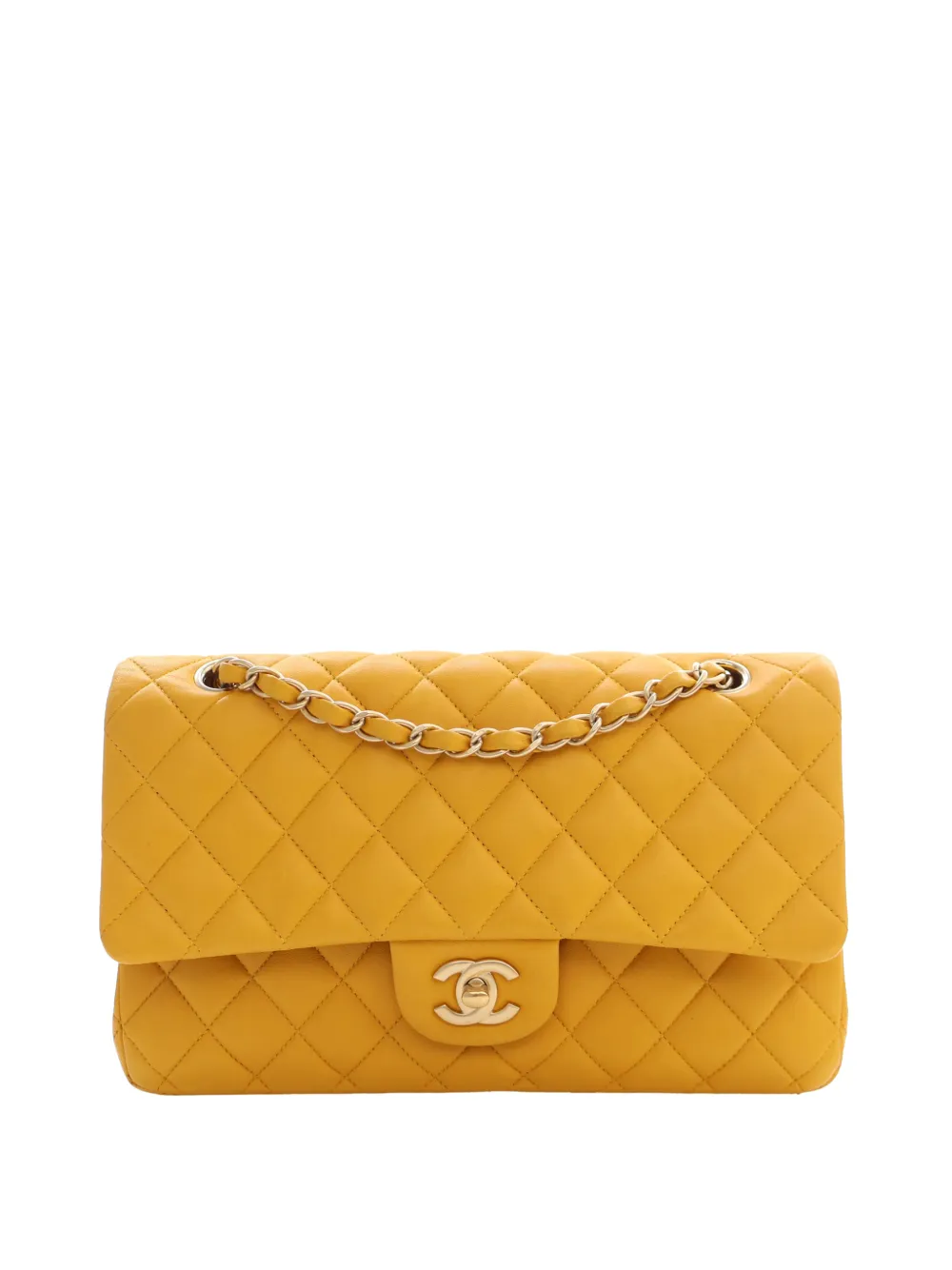 CHANEL Pre-Owned 2014 Medium Classic Lambskin Double Flap shoulder bag - Giallo