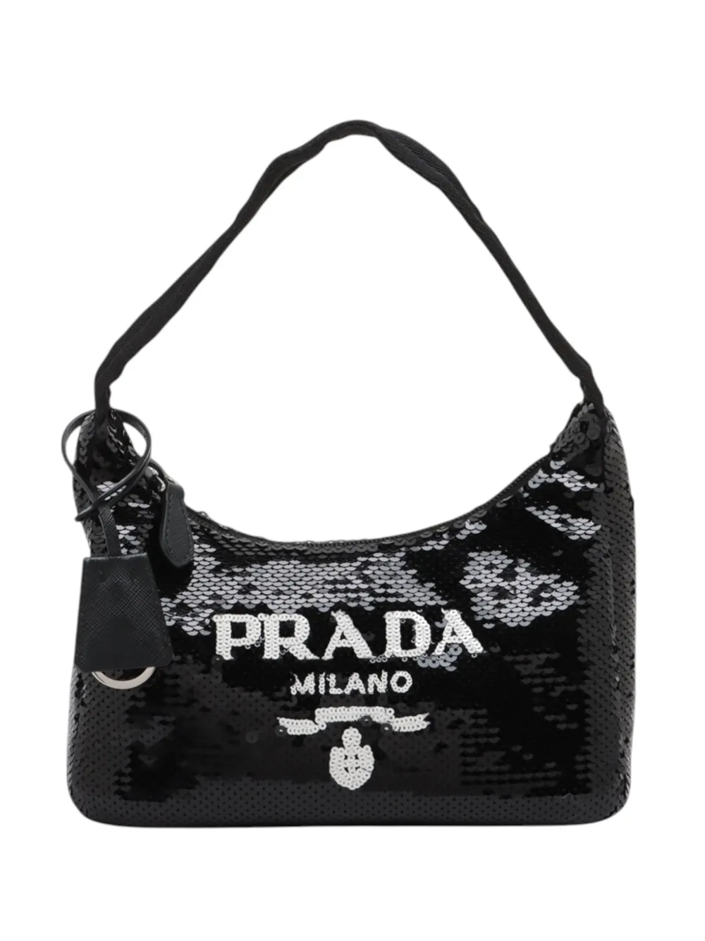 Prada Pre-Owned 2000-2013 Mini Re Nylon Re Edition 2000 Schultertasche mit Pailetten - Schwarz