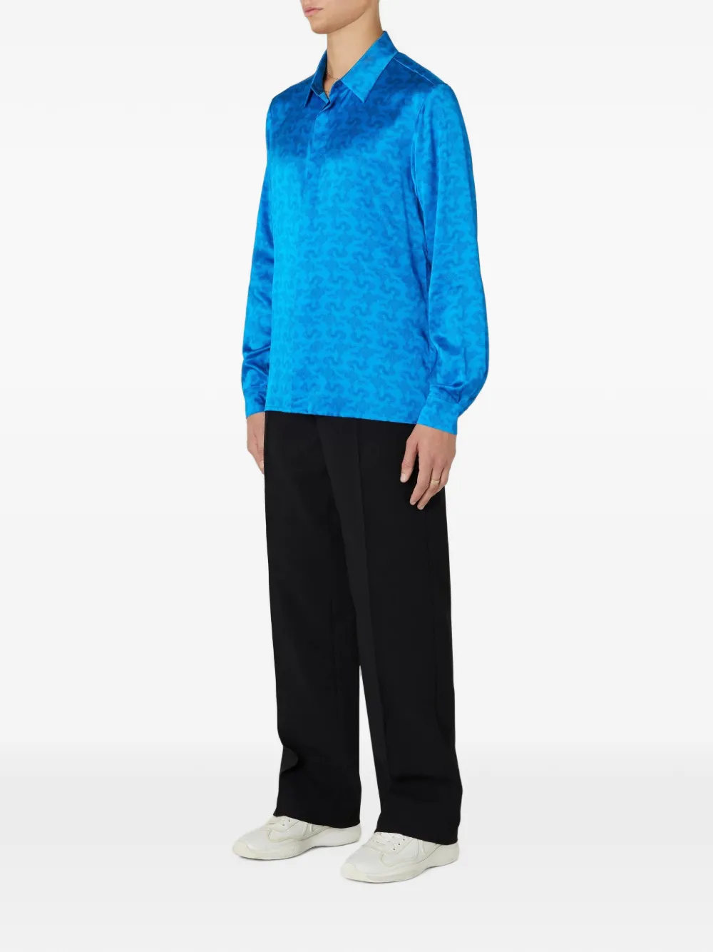 NING DYNASTY Core Cloud silk shirt Blauw