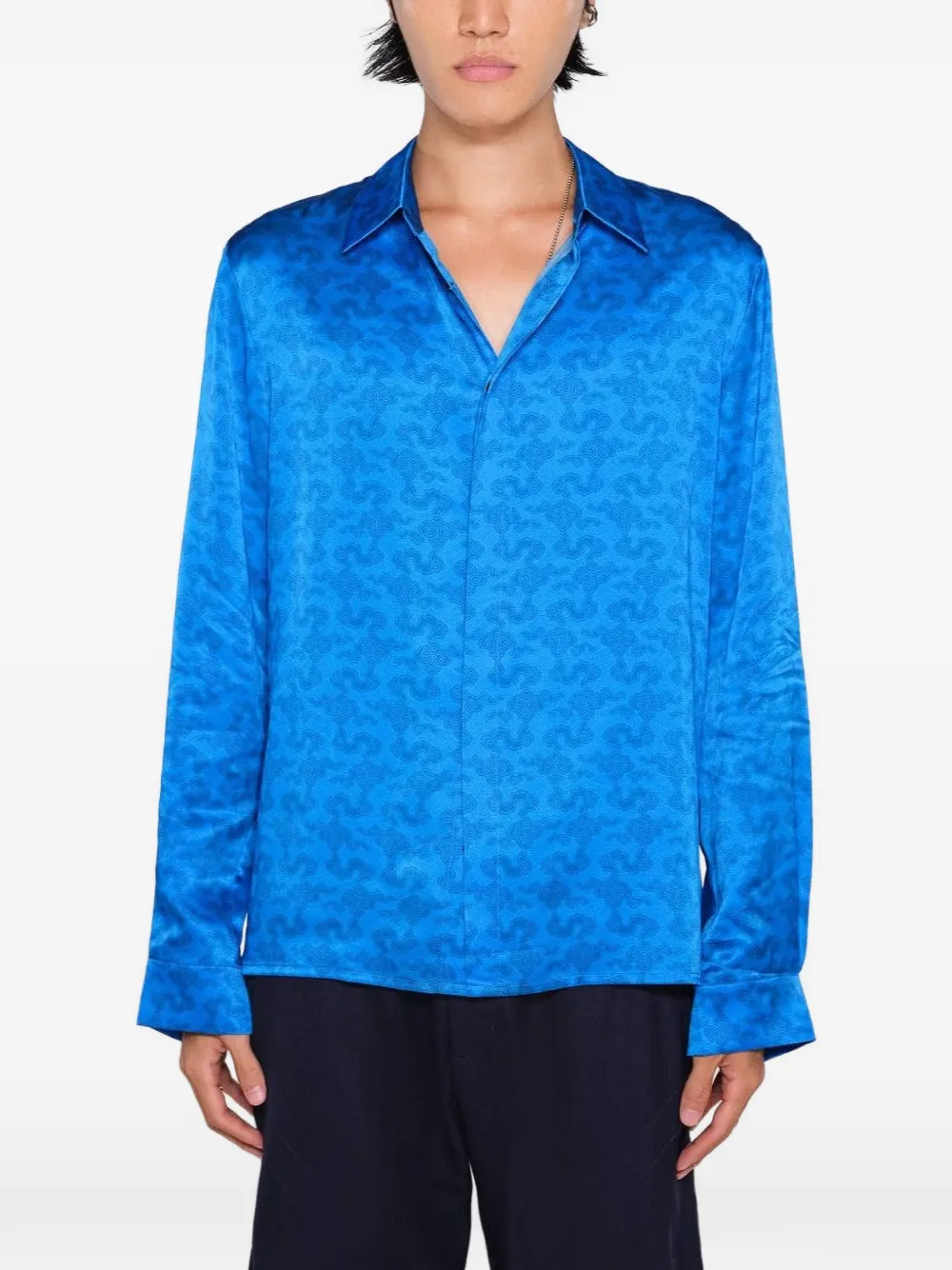 NING DYNASTY Core Cloud silk shirt Blauw