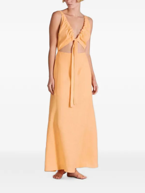 Bondi Born Tobago Linen Maxi Dress in Orange