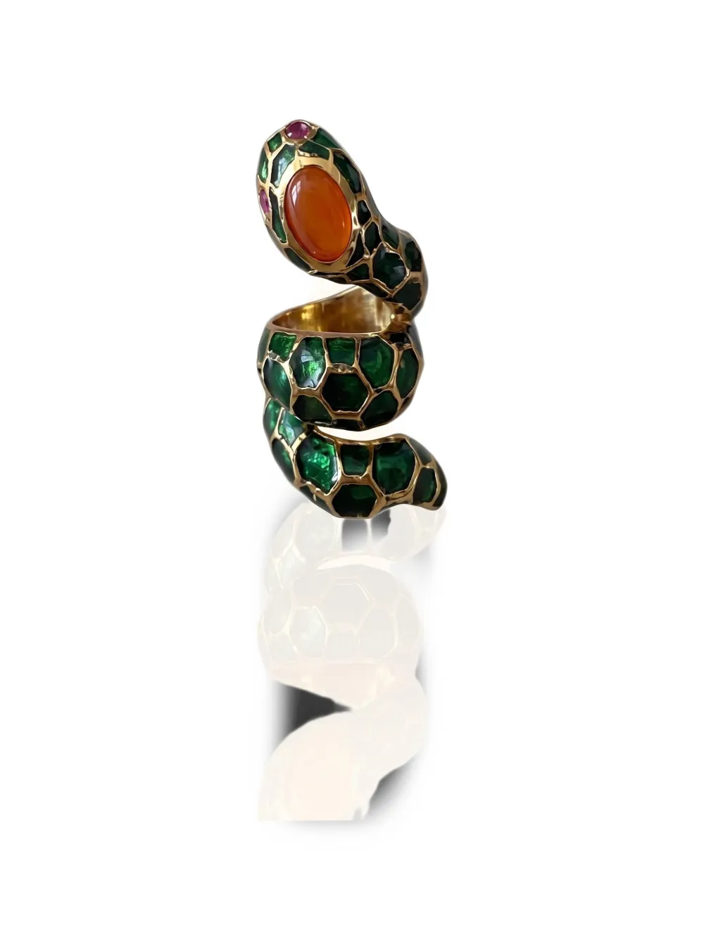 P.J. Salvage Anakonda enamel-detail ring - Verde
