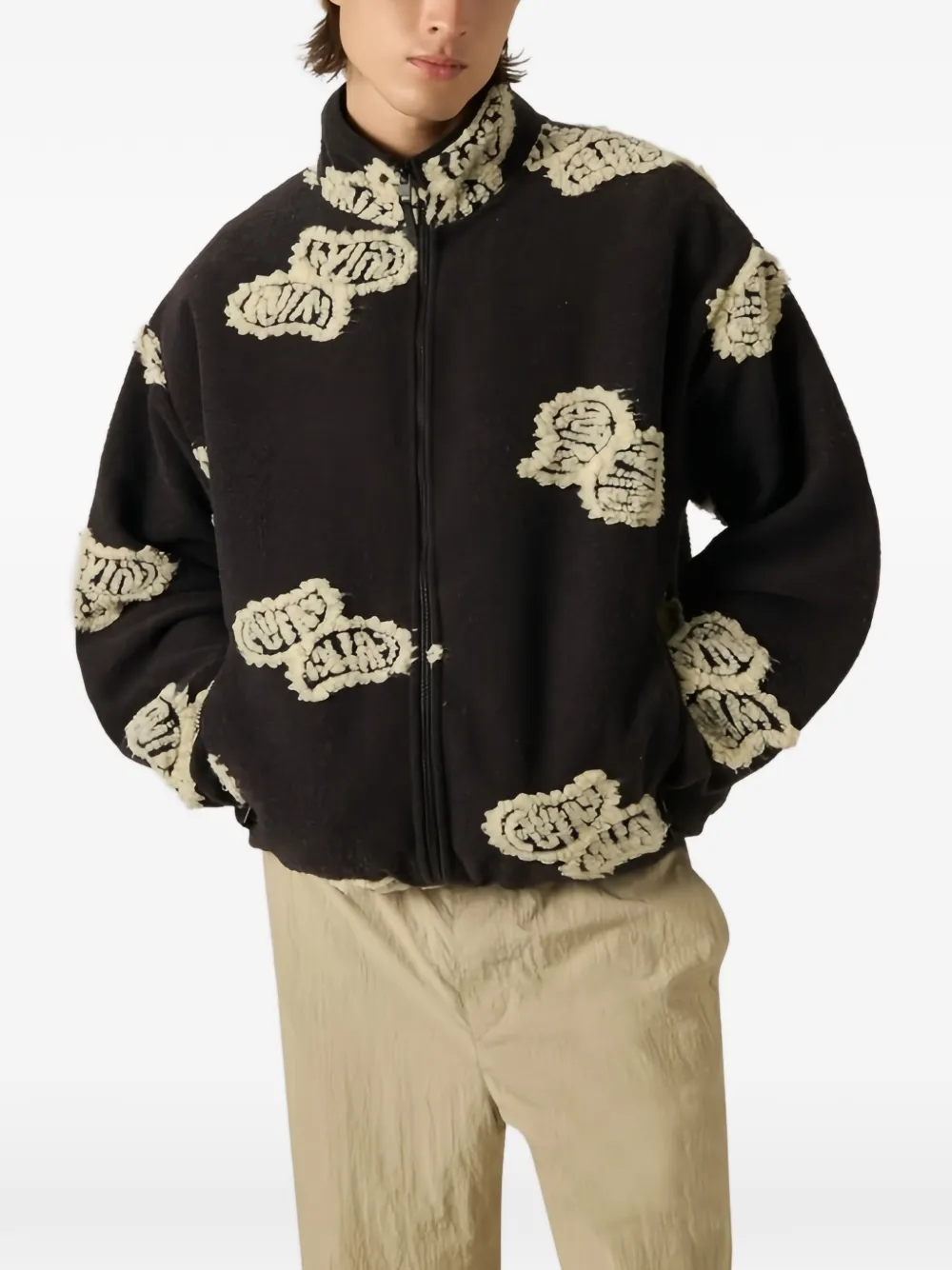 Autry Teddy logo-patch zip-up jacket Zwart