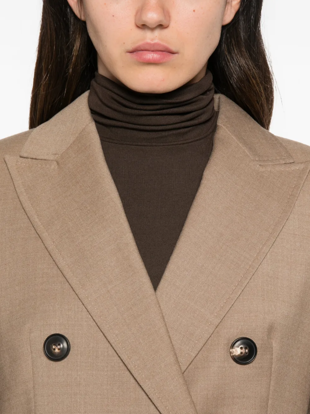 Max Mara double-breasted peak-lapels jacket Beige