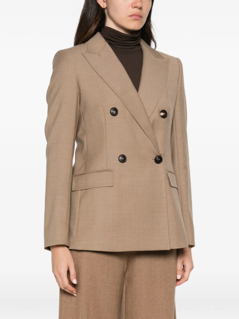 Max Mara double-breasted peak-lapels jacket Beige