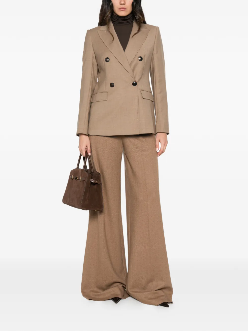 Max Mara double-breasted peak-lapels jacket Beige