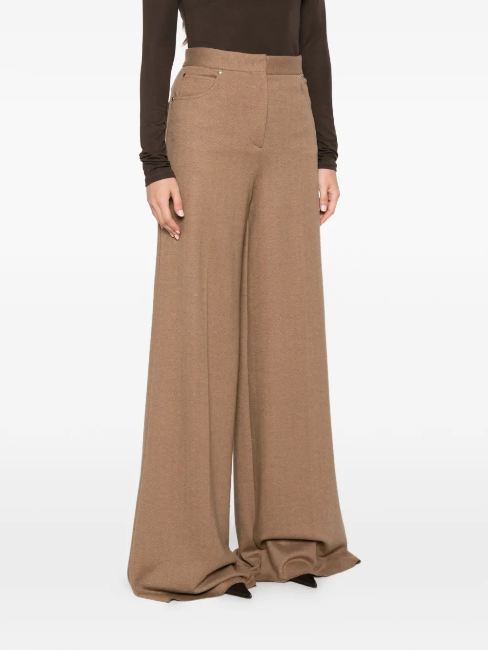 Max Mara herringbone wide-leg trousers Bruin