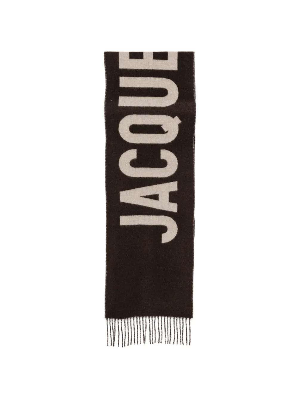 Jacquemus Sciarpa con frange e logo a intarsio - Marrone