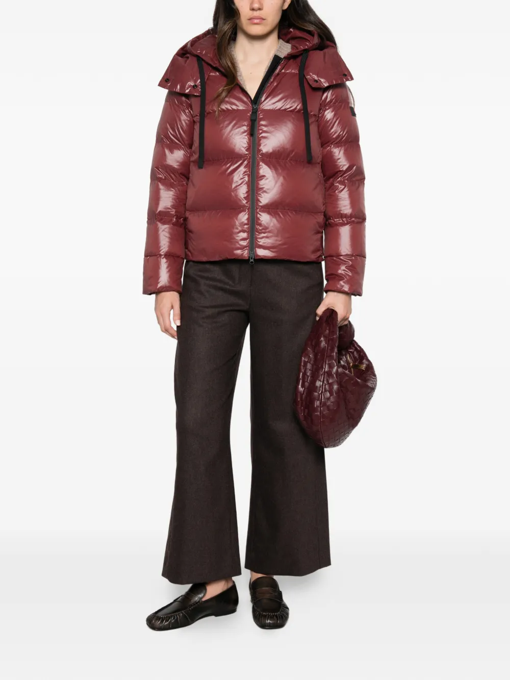 Peuterey Kenid quilted hooded jacket Rood